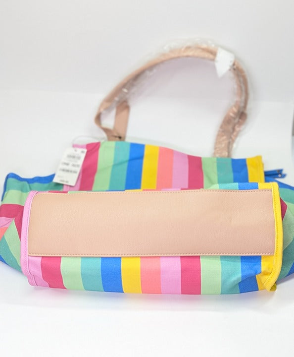 On 34th Cynthiah Extra Large Canvas Shoulder Tote Bag Stripe (MSRP $90)