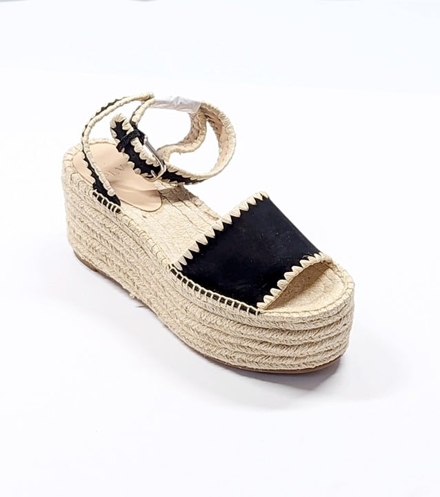 Pour La Victoire Women's Ria Suede & Raffia Platform Sandals Size 6.5 MSRP $245