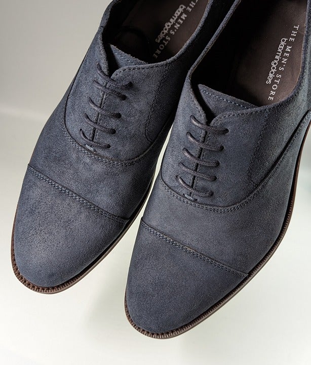 The Men's Store Men's Lace Up Cap Toe Dress Shoes Navy Suede Size 8 MSRP $195