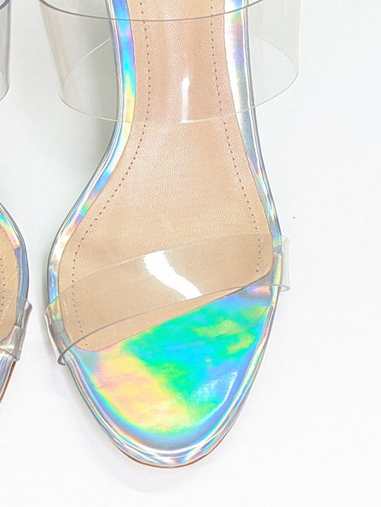 Schutz Women's Ariella Clear Strap High-Heel Slide Sandals Size 6.5 (MSRP $128)