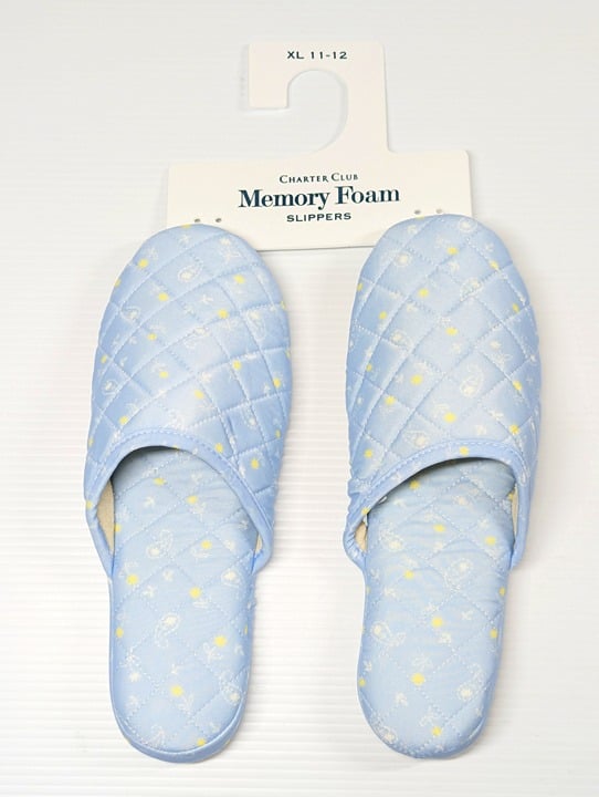 Charter Club Womens Quilted Paisley Floral Clog Slippers Blue Size XL (MSRP $35)