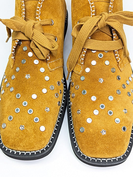 Wales Bonner Men's Studded Calf Suede Desert Studs Boots Size 43 (MSRP $1,050)