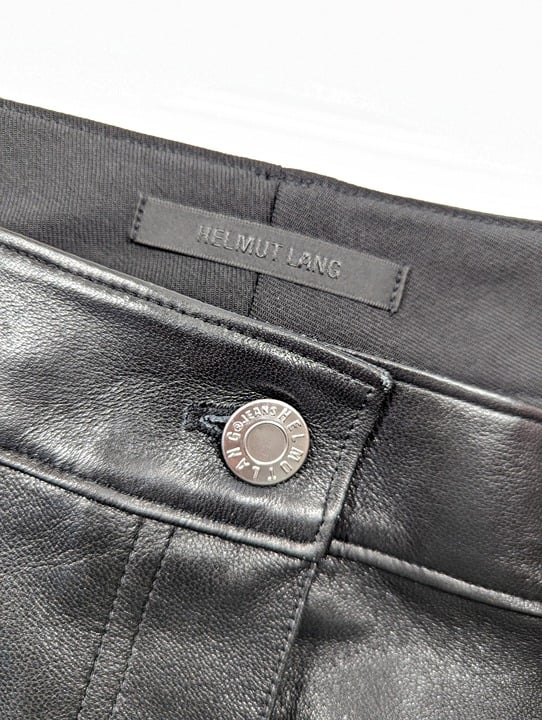 Helmut Lang Women's Black Leather-Trimmed Garter Skirt Size 10 (MSRP $425)