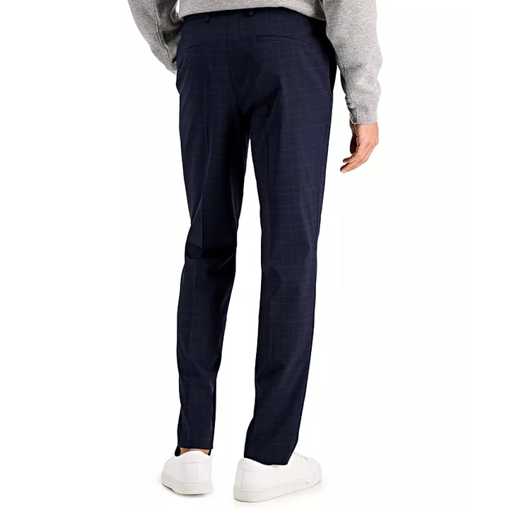 HUGO Hesten Tonal Plaid Extra Slim Fit Suit Pants Dark Blue Size 36R (MSRP $198)