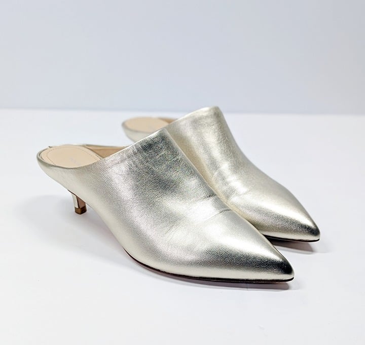 Pour La Victoire Women's Korrine Leather Heel Mules Champagne Size 7 (MSRP $245)