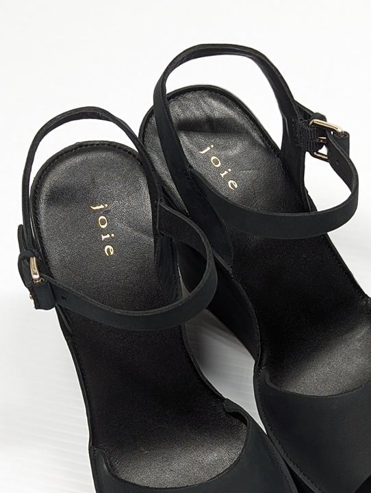 Joie Hindy Women's Platform Wedge Sandal Black Leather Size 8 M (MSRP $298)