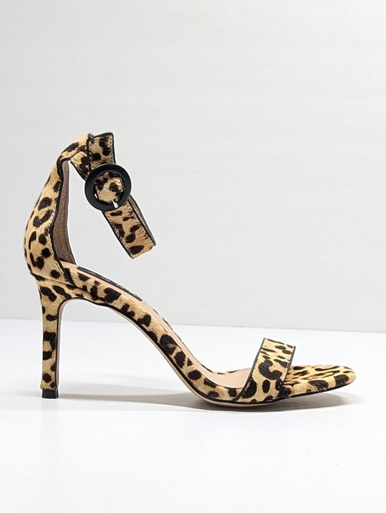 Aqua Women's Seven Leopard Print Calf Hair High-Heel Sandals Size 9.5 MSRP $119