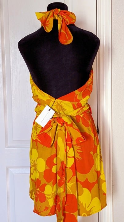 Faithfull The Brand Odette Floral Crepe Halterneck Dress Size S / US 4 MSRP $189