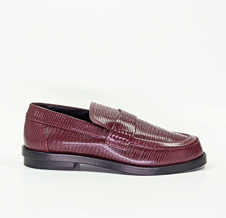 Alexander McQueen Men’s Jupiter Leather Moccasins Burgundy Size 46 (MSRP $990)