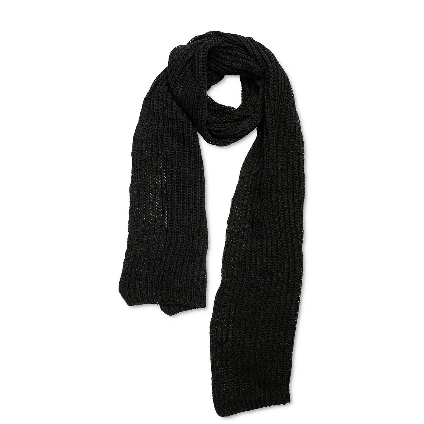 Style & Co Women's Black Solid Ribbed Muffler Scarf O/S (MSRP $30)