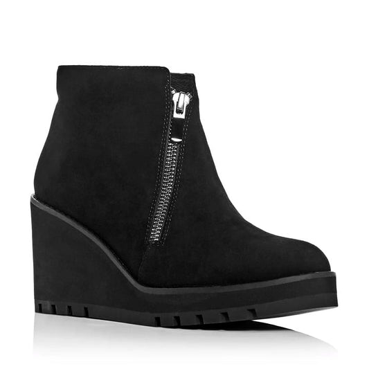 Eileen Fisher Women's Alto Black Suede Platform Wedge Booties Size 9.5 MSRP $275