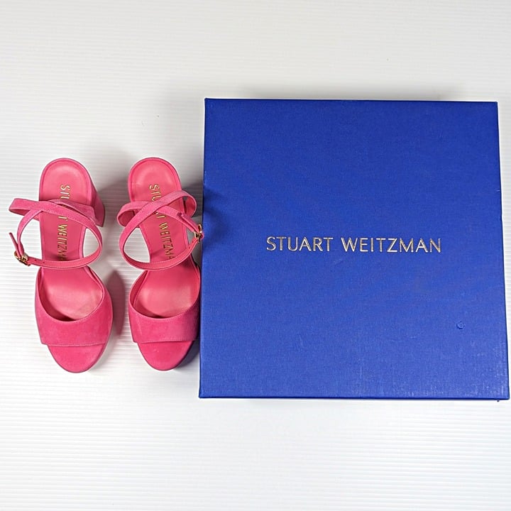 Stuart Weitzman Women's Ryder II Ankle Strap Heel Platform Size 37 (MSRP $495)