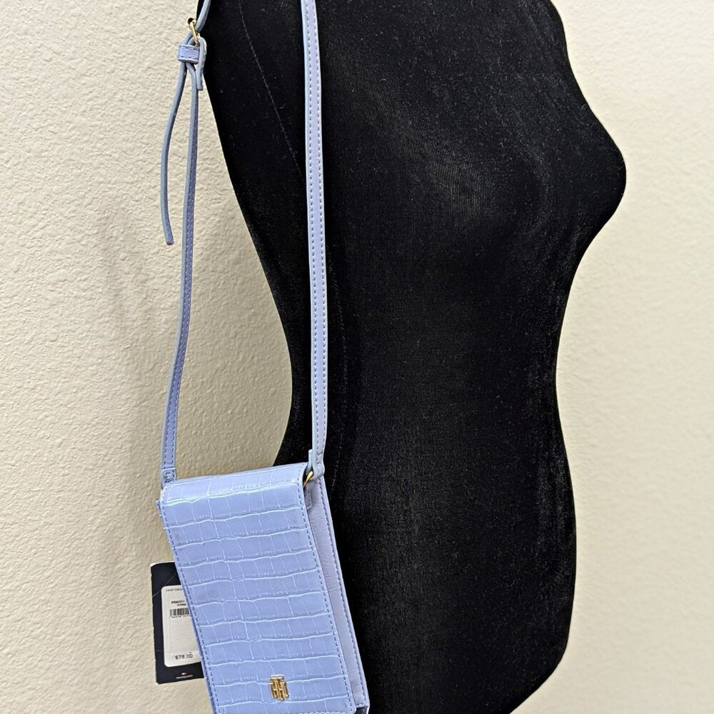 Tommy Hilfiger Julia Phone Crossbody Crocodile Blue Stone (MSRP $78)