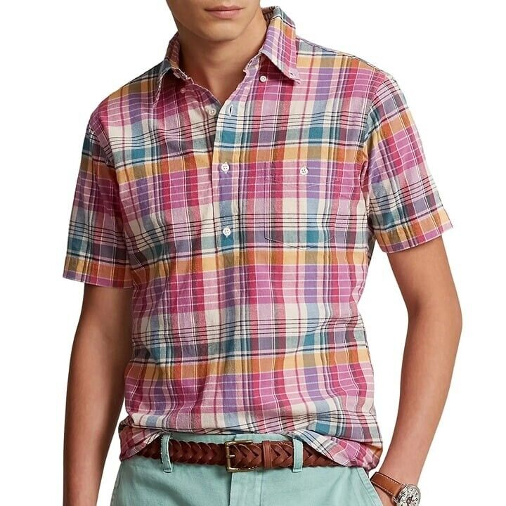 Polo Ralph Lauren Men Classic Fit Madras Poplin Popover Shirt Size XXL MSRP $148