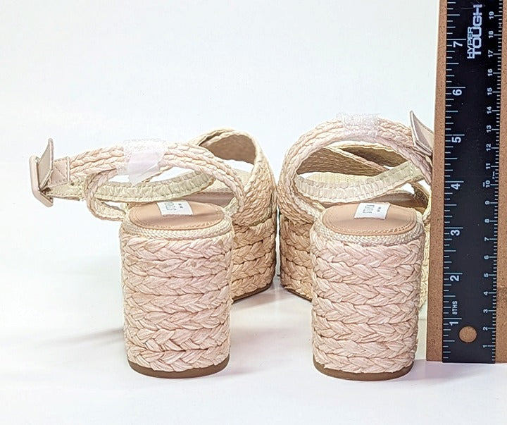 Steven New York Ramey Espadrille Platform Wedge Raffia Sandal Size 8 (MSRP $130)