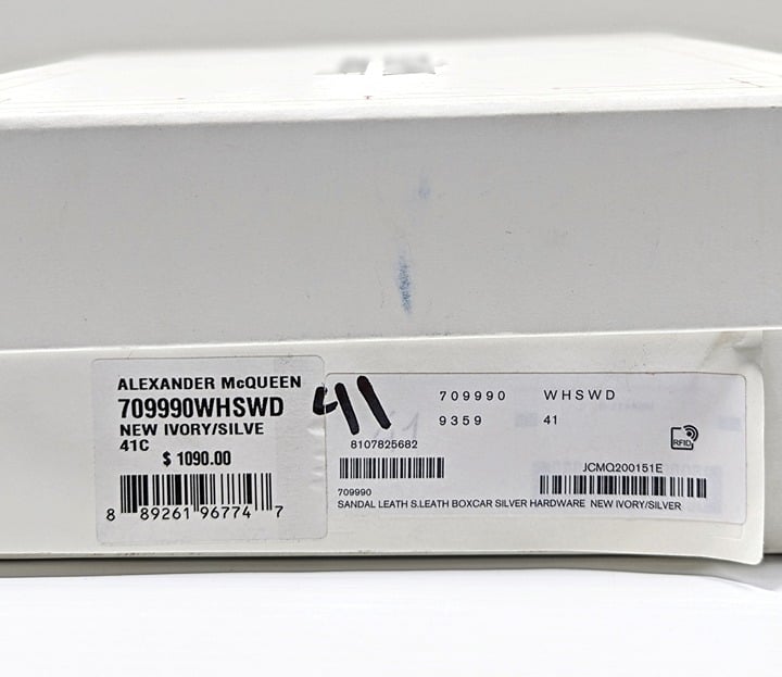 Alexander McQueen Women's White Double Buckle Punk Mules Size 41 (MSRP $1,090)