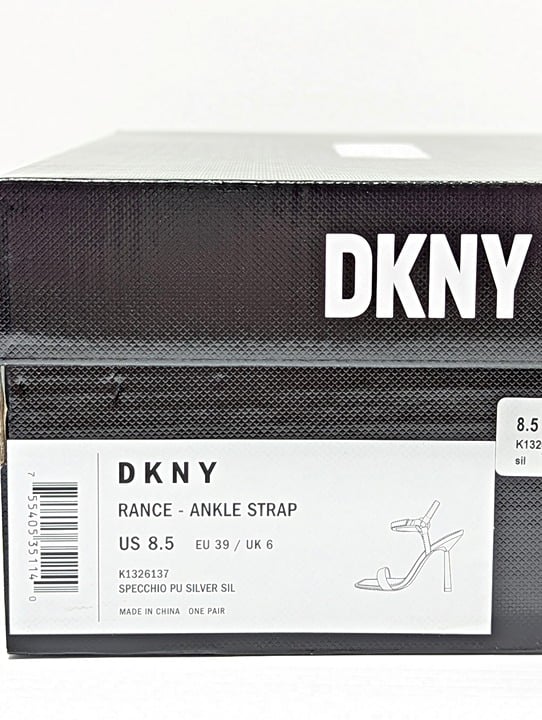 DKNY Women's Rance Ankle-Strap Square-Toe Dress Sandal Silver Size 8.5 MSRP $129