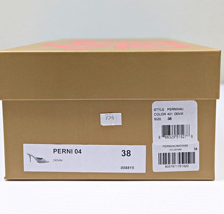 Gia Borghini Perni 04 Women's Denim High Heels Mules Size 38 IT (MSRP $615)