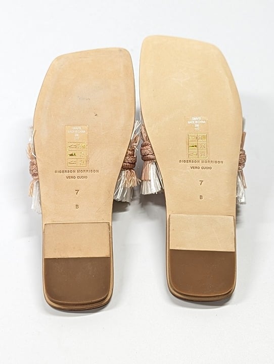 Sigerson Morrison Women's Avis Nude Raffia Thong Sandals Size 7 (MSRP $250)