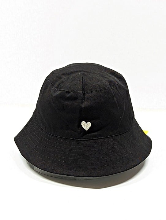 Kerri Rosenthal Women's Bucket Hat Heart In Black Cotton O/S (MSRP $128)