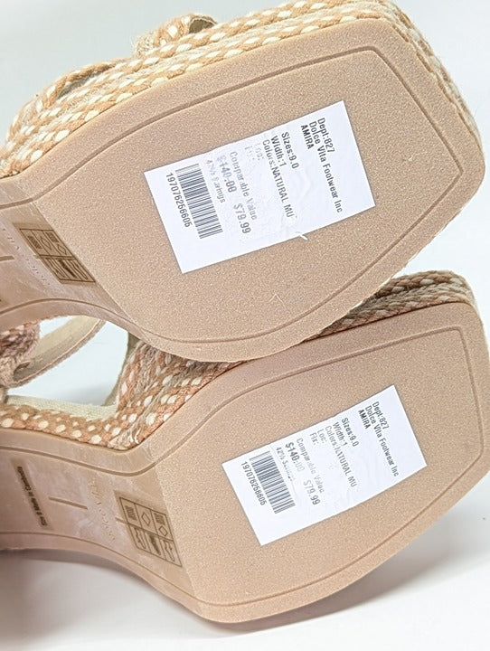 Dolvce Vita Amira Women's Natural Woven Platform Sandal Size 9 (MSRP $140)
