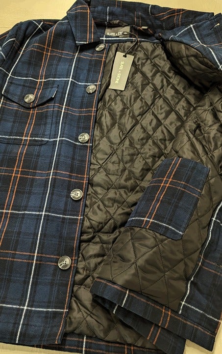 Slate & Stone Men's Blue Plaid Flannel Shirt Jacket Size M (MSRP $398)