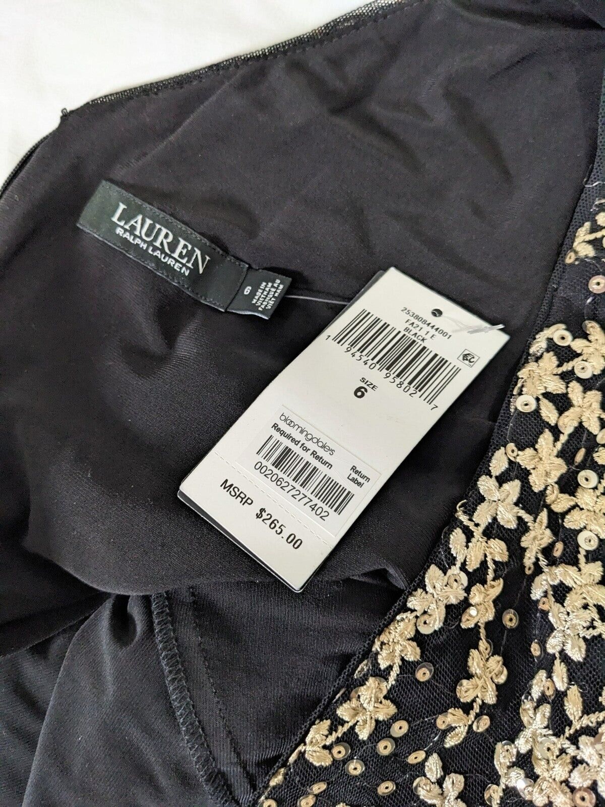 Lauren Ralph Lauren Women's Dress Flower Sparkling Size 6 (MSRP $265)