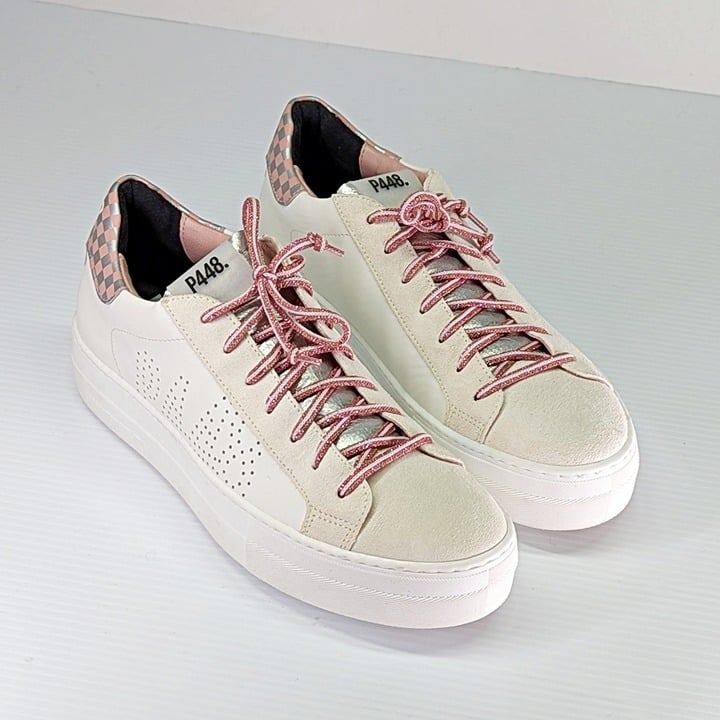 P448 Women's Thea Lace-Up Low-Top Platform Sneakers Minichess Size 40 MSRP $298