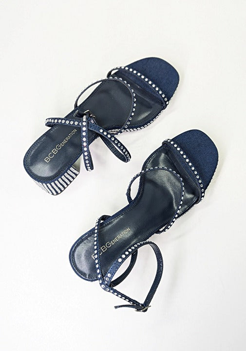 BCBGeneration Lissena-2 Women's Rhinestones Platform Sandal Size 8.5 MSRP $109