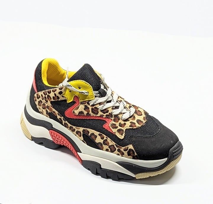 Ash Women's Addict Leopard-Print Calf Hair Low Top Sneakers Size 40 (MSRP $298)