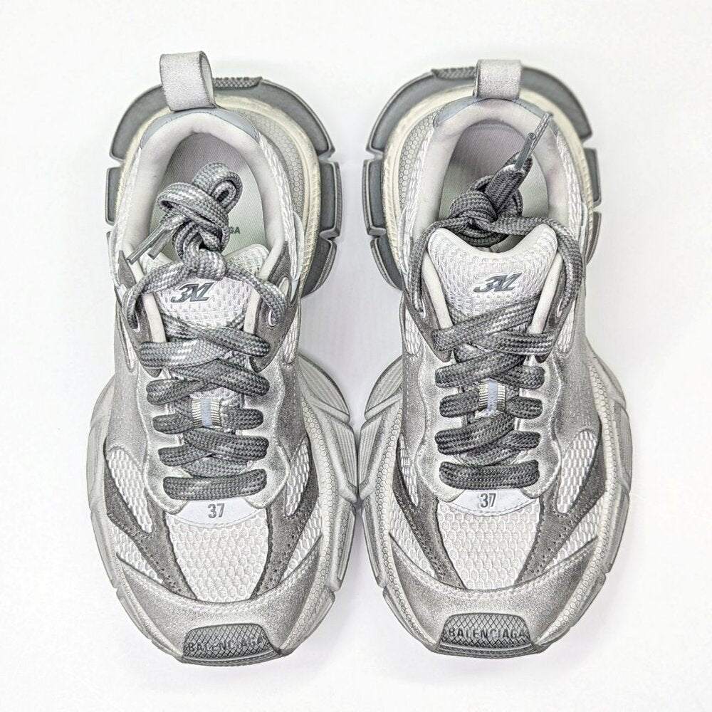 Balenciaga 3XL Distressed Suede & Mesh Sneakers Light Grey Size 37 MSRP $1,130