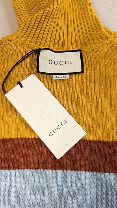 Gucci Men's Wool Multi Striped Turtleneck Sweater Size XL (MSRP $980)