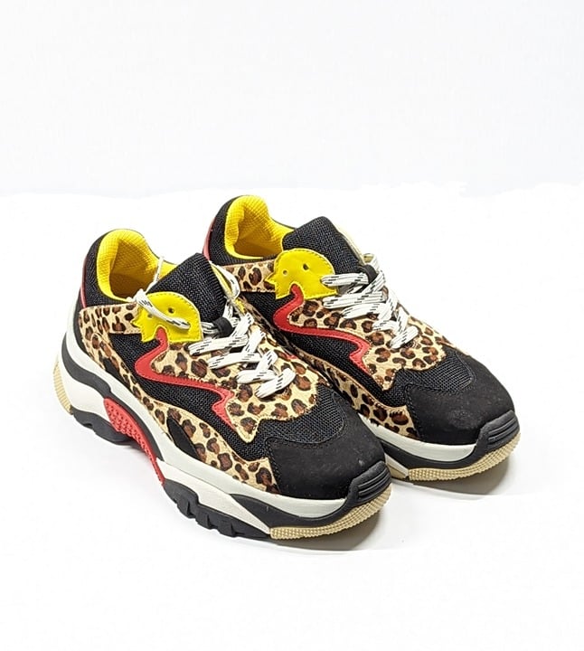 Ash Women's Addict Leopard-Print Calf Hair Low Top Sneakers Size 40 (MSRP $298)
