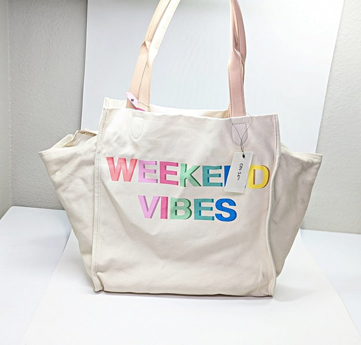 On 34th Cynthiah Extra Large Canvas Shoulder Tote Bag Weekend Vibe (MSRP $90)