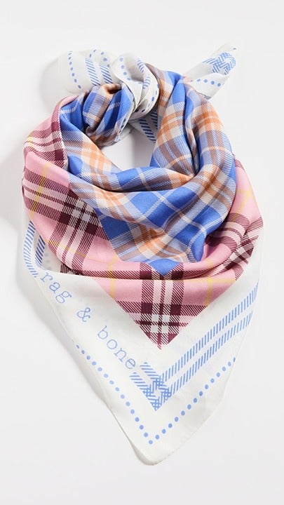Rag &Bone Women's Pink Plaid 90 Scarf 90x90cm (MSRP $150)