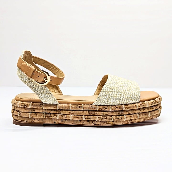 Joie Romanna Women's Ankle Strap Platform Sandals Natural Size 7.5 (MSRP $228)