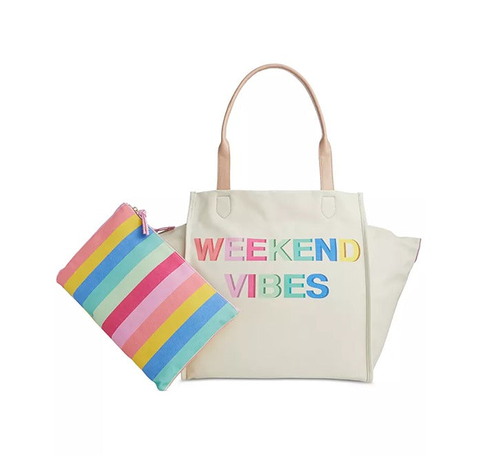 On 34th Cynthiah Extra Large Canvas Shoulder Tote Bag Weekend Vibe (MSRP $90)