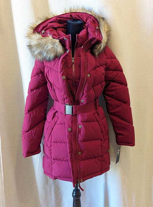 Tommy Hilfiger Women's Faux-Fur-Trim Hooded Puffer Coat Size XS (MSRP $285)