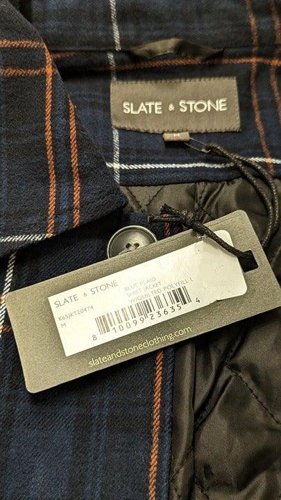 Slate & Stone Men's Blue Plaid Flannel Shirt Jacket Size M (MSRP $398)