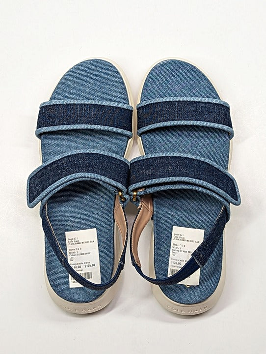 Cole Haan Meritt Women's Zerogrand Denim Platform Sandals Size 7.5 (MSRP $175)