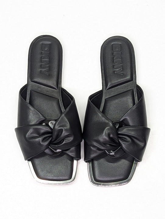 NWOB DKNY Women's Doretta Black Square Toe Slide Sandals Size 7 (MSRP $120)