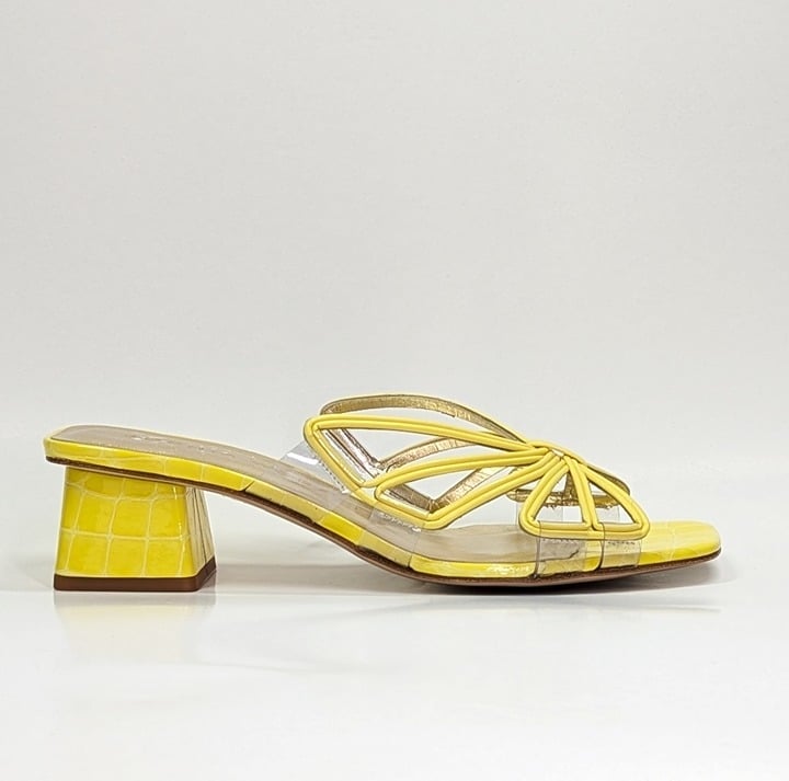Sophia Webster Women's Havanna Low Heel Mule Sandals Lemon Size 39 (MSRP $650)