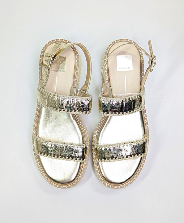 Dolce Vita Daiya Women's Metallic Platinum Platform Sandal Size 9.5 (MSRP $130)
