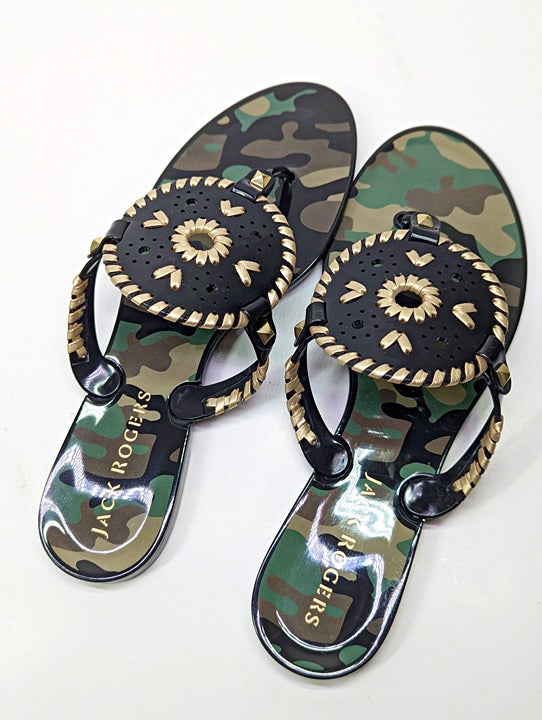 Jack Rogers Georgica Women's Jelly Camouflage Thong Sandals Size 9 (MSRP $60)