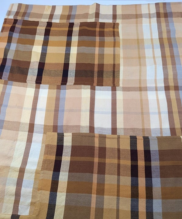 Echo Women's Semolina Cotton & Wool Patched Plaid Wrap O/S (MSRP $129)