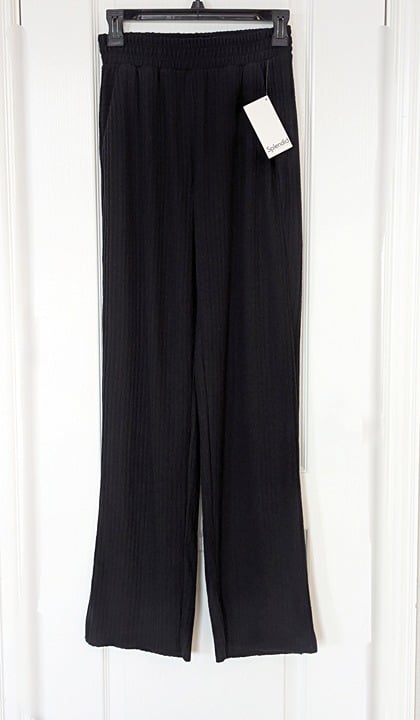 Splendid London Women's Black Ribbed Wide Leg Pants Size XS (MSRP $138)