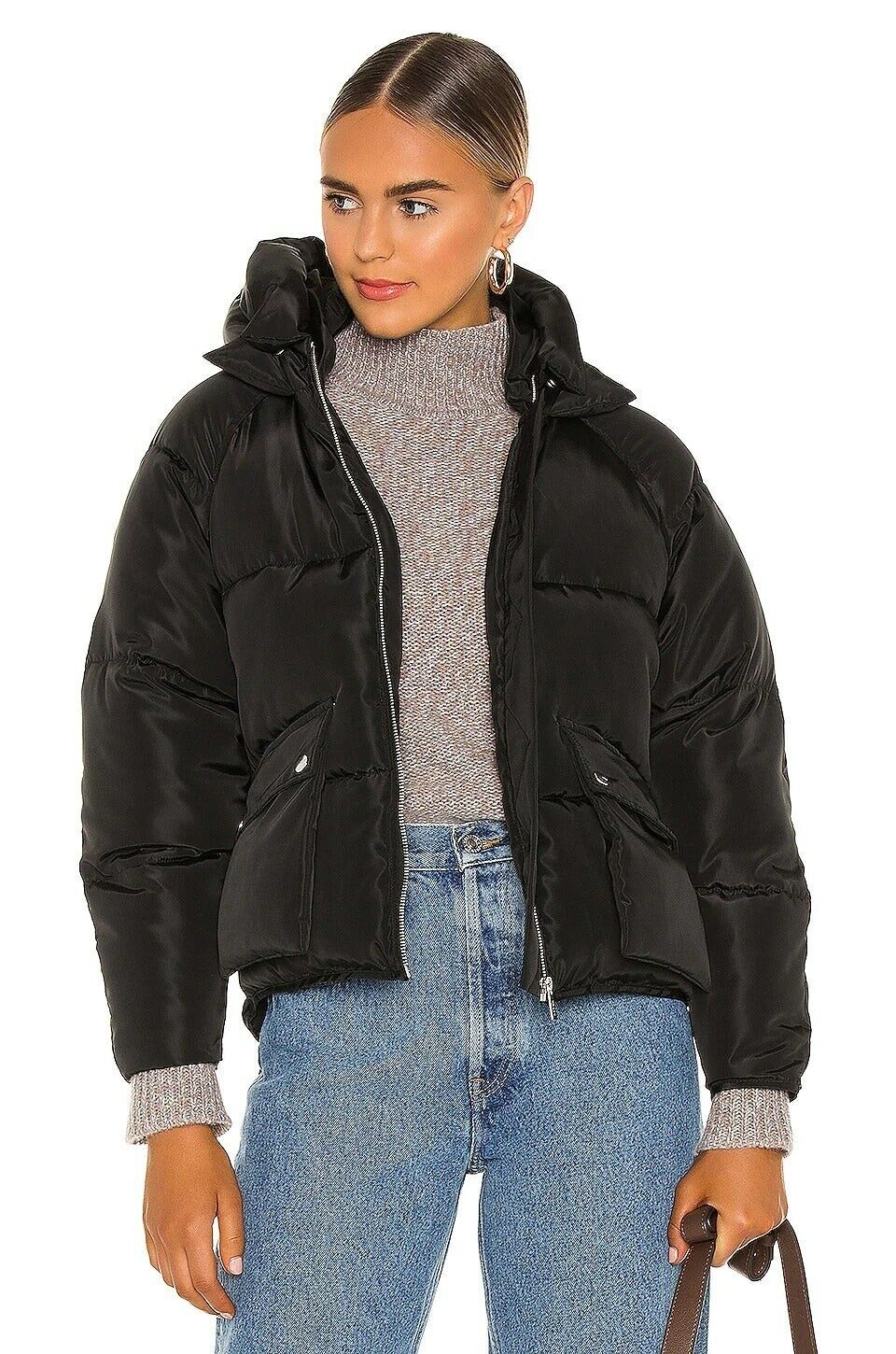 Toast Society Pluto Women's Hood Cold Weather Puffer Jacket Black Size S $239