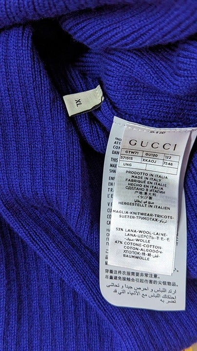 Gucci Men's Wool Multi Striped Turtleneck Sweater Size XL (MSRP $980)