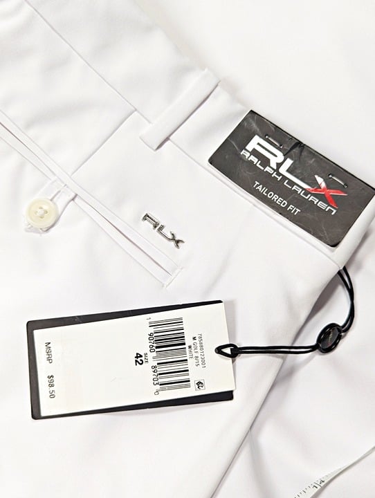 RLX Ralph Lauren Golf Men's Tailored Fit Performance Shorts White Size 42