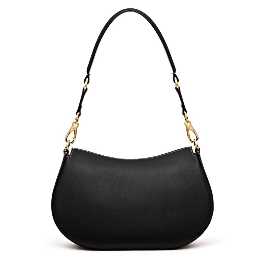 Valentino Garavani Ohval Medium Shoulder Bag Black Nappa Calfskin (MSRP $3,900)